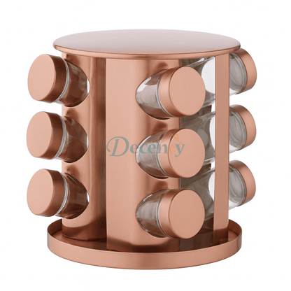 Metal Brass Modern Revolving Spice Organizer (12 Pc.)
