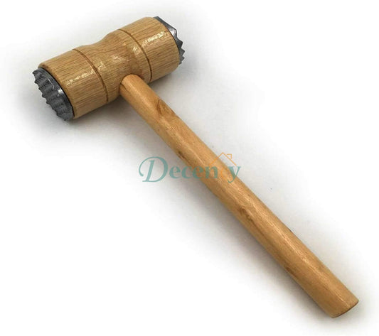 Wooden Meat Tenderizer Double Sided Aluminum Meat Hammer