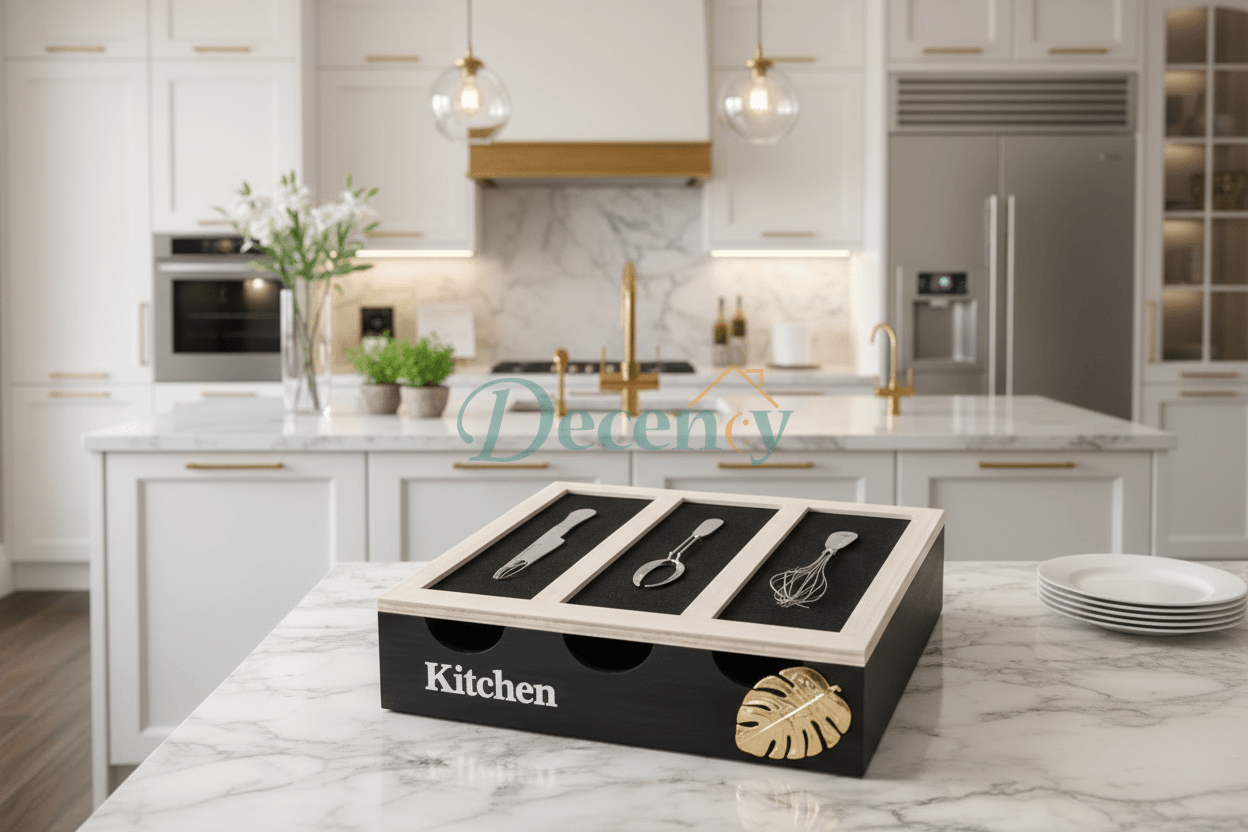 Luxury Wooden Cultery Holder With Glass Window