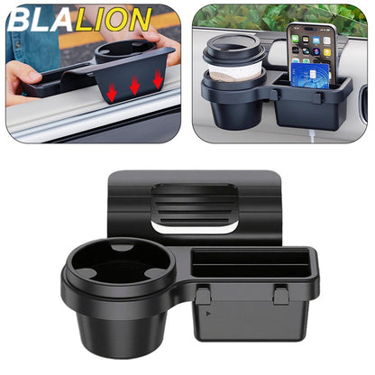 A Multifunctional Car Storage Box Featuring Cup Holders, a Beverage Rack, a Side Door Window Phone Slot, a Hanging Storage Shelf