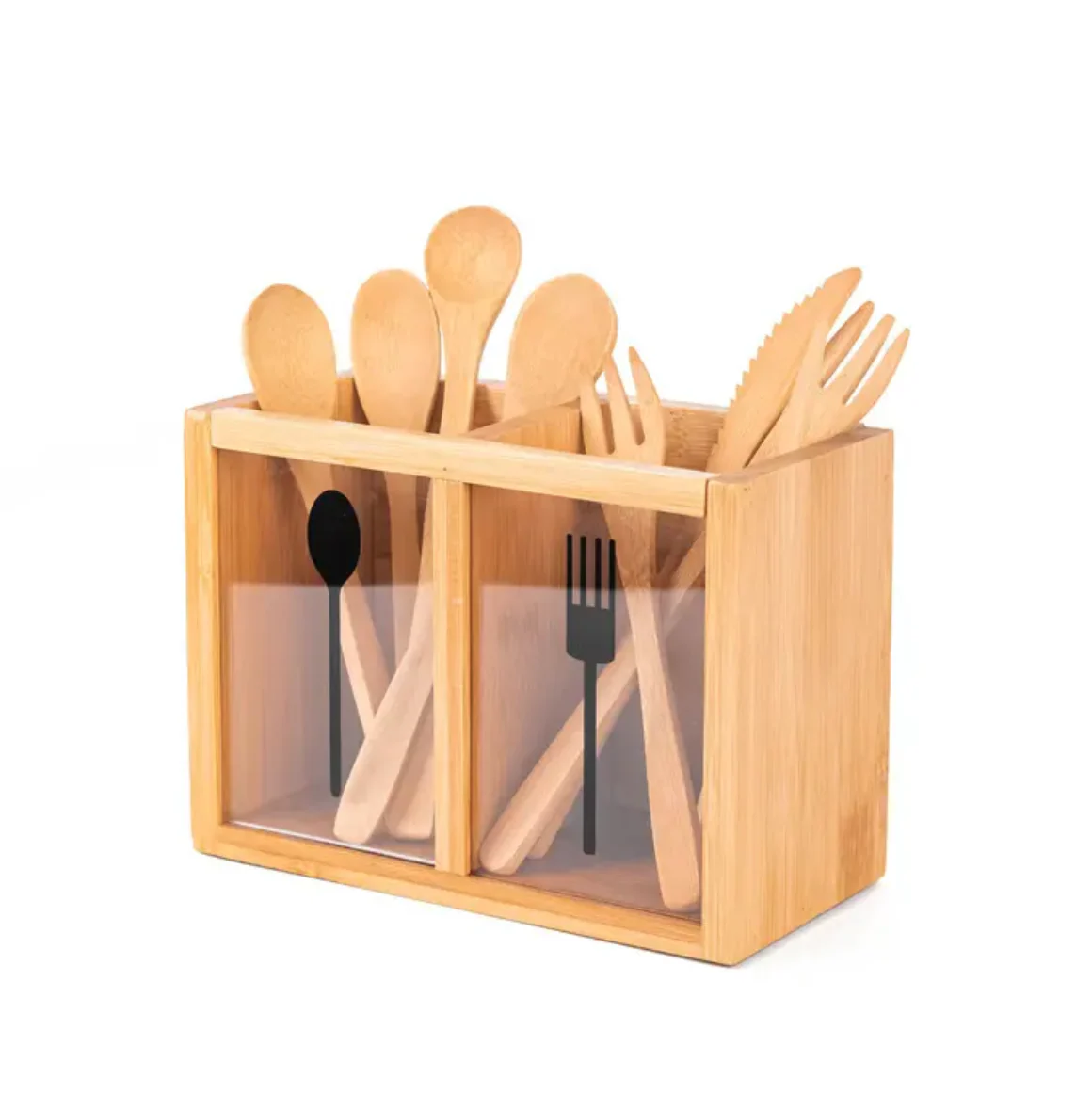 Bamboo Utensils Organizer