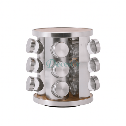 Revolving Glass Spice Jar Set Rack (12 Pc.)