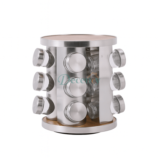 Revolving Glass Spice Jar Set Rack (12 Pc.)