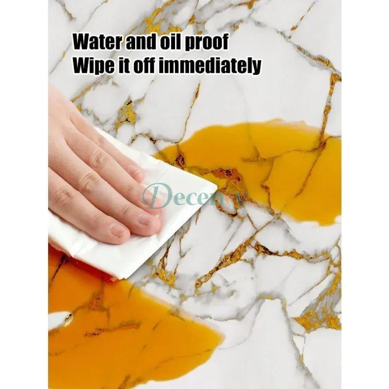 60x60cm Marble Gold 3D Self-Adhesive Waterproof Kitchen Tile Decal