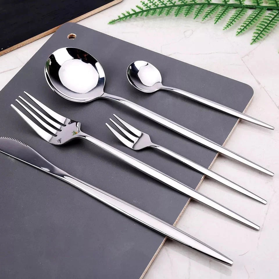 Silver 24 PCs Premium Steel Cutlery Set