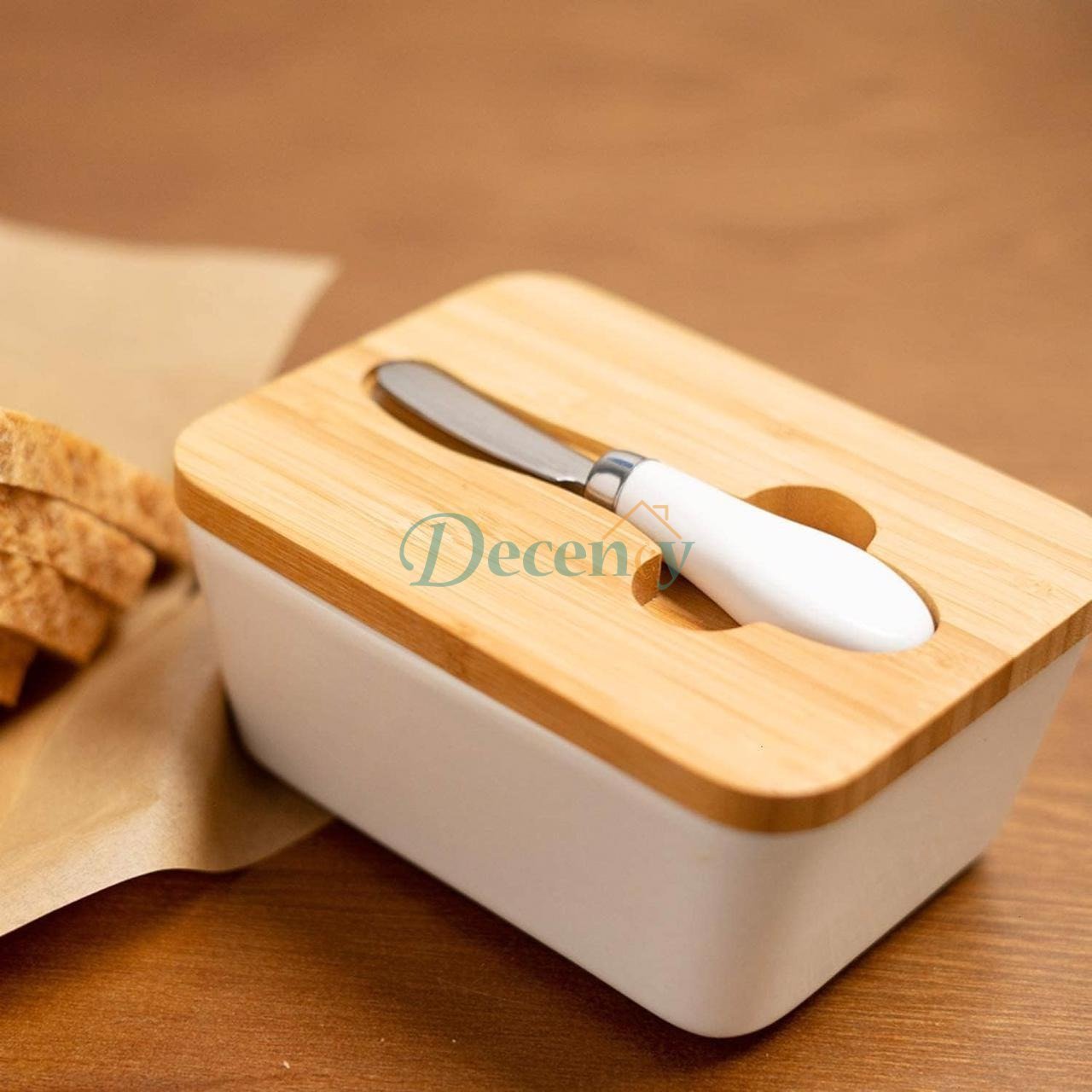 Ceramic Butter Dish with Lid and Knife High-quality