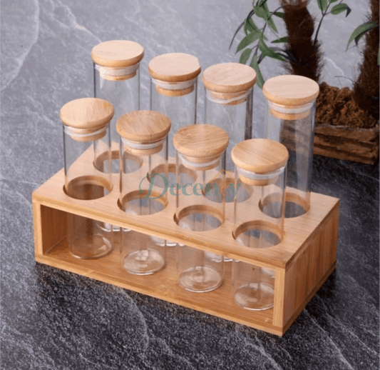 Glass Jars Set With Wooden Stand