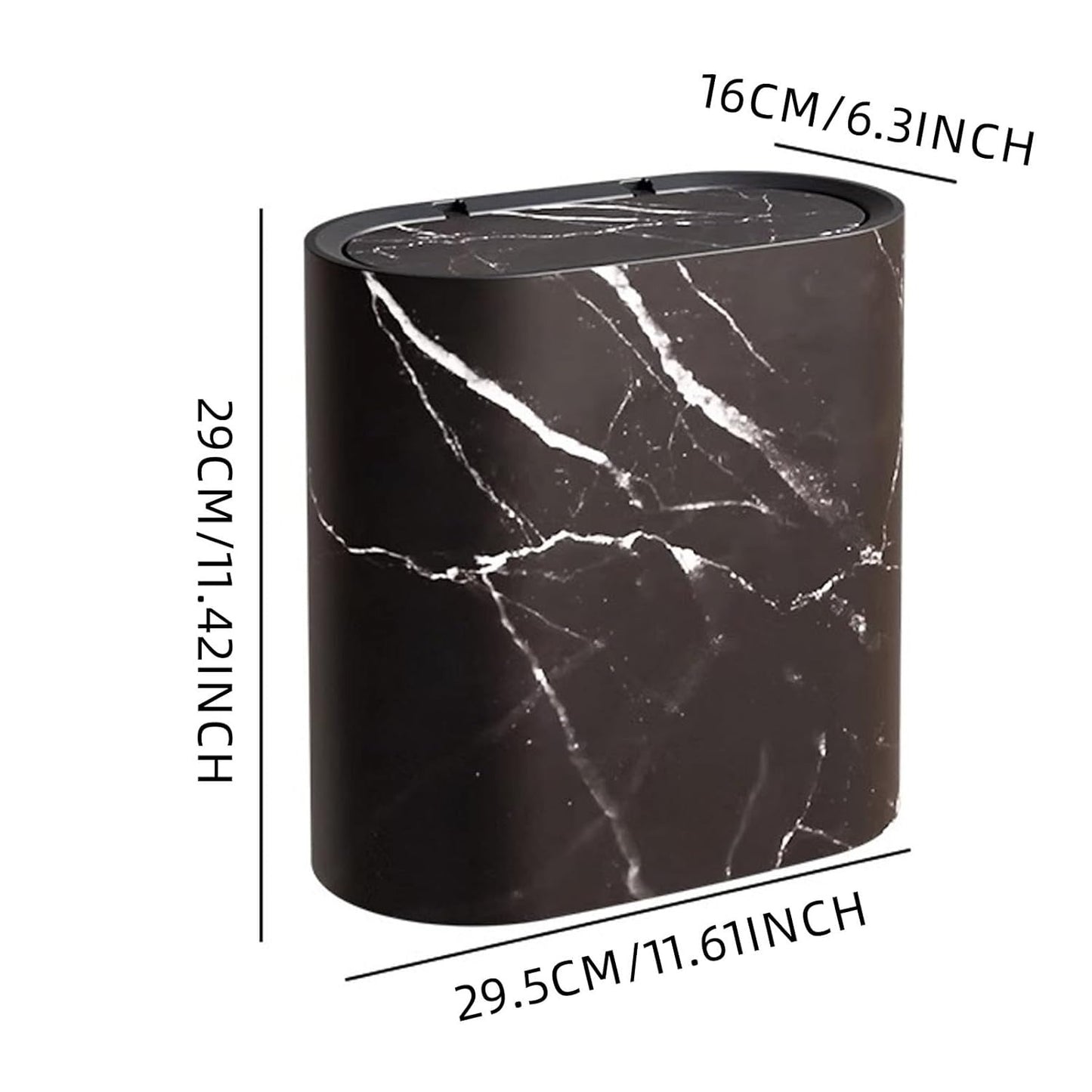 Marble Pattern Trash Can | Modern Bathroom & Kitchen Bin with Lid