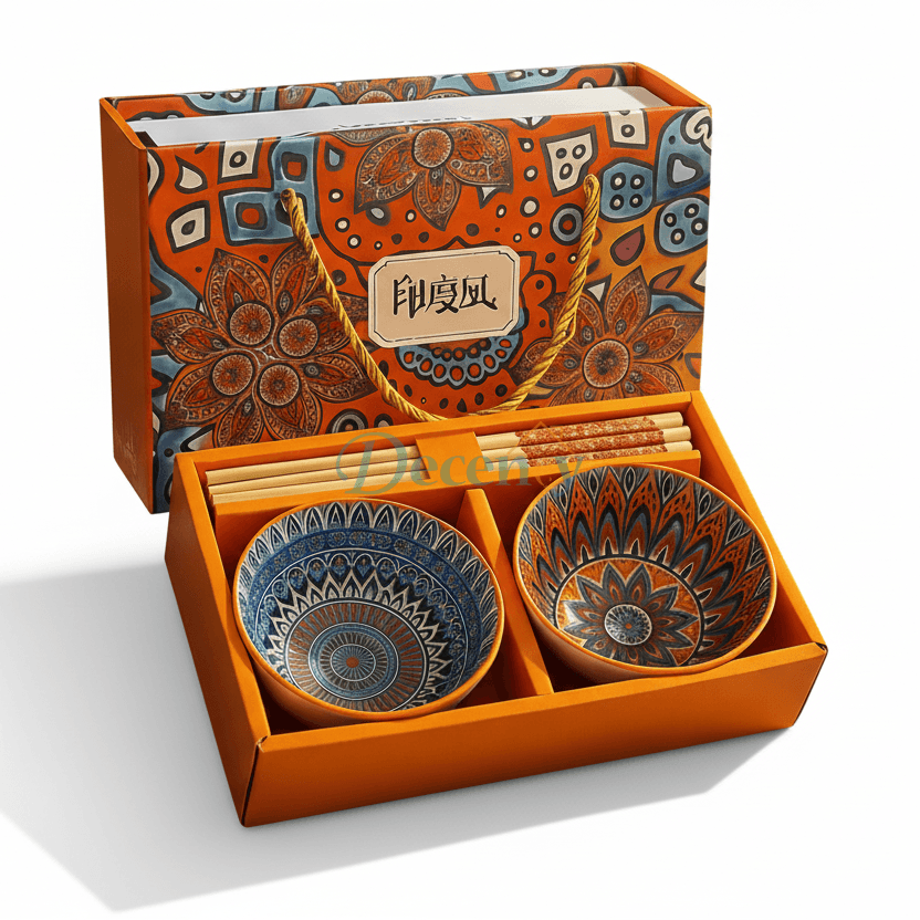 Luxury Hand-Painted Ceramic Bowl Set with Chopsticks – Premium Gift Box (2 / 4 / 6 Pieces)