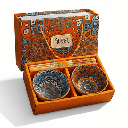 Luxury Hand-Painted Ceramic Bowl Set with Chopsticks – Premium Gift Box (2 / 4 / 6 Pieces)