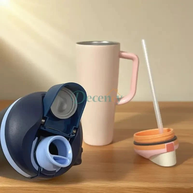 Tumbler with Handle Double-Wall Thermal Cup 40oz/1200ml