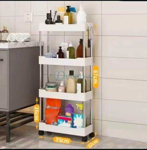 4-Tier Slim Rolling Storage Cart for Narrow Kitchen and Bathroom Gaps