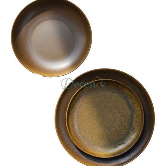 Elegant Vintage Earthenware Plate Set – 6-Piece