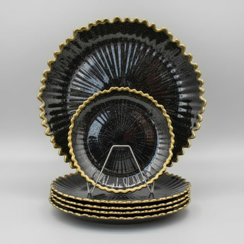 7 Pcs  Glass Turkish Cake Set - Black