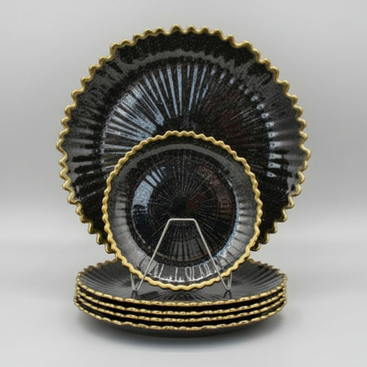 7 Pcs  Glass Turkish Cake Set - Black