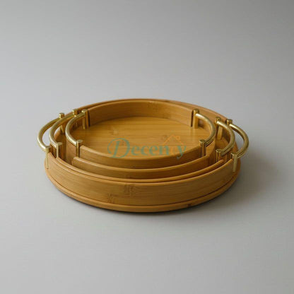Imported Round Bamboo Tray Set – 3-Piece