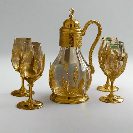 7 Pcs Luxury Golden Leaf Glassware Set  ( 2 )