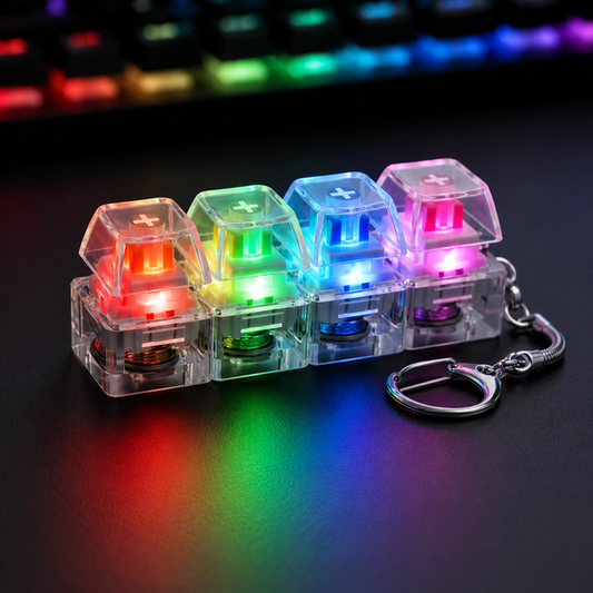 Black mechanical keyboard switch clicker keychain fidget toy