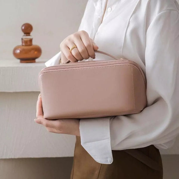 Large Capacity Leather Cosmetic Bag