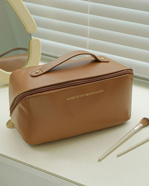 Large Capacity Leather Cosmetic Bag