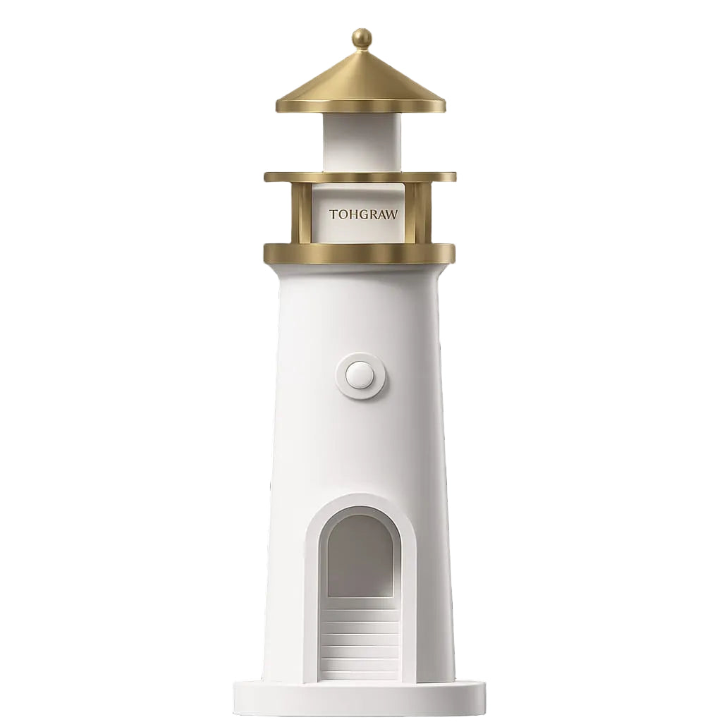 Lighthouse moon projection lamp projecting a realistic blue moon image on a wall