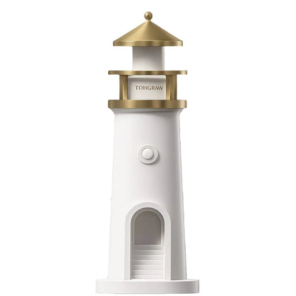 Lighthouse moon projection lamp projecting a realistic blue moon image on a wall