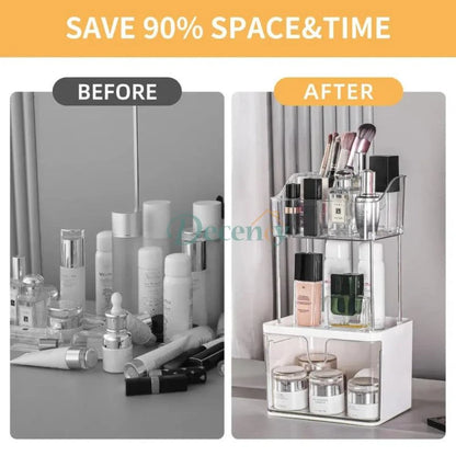 Luxury 2-Tier Acrylic Makeup & Skincare Organizer with Drawer – Space-Saving Cosmetic Storage