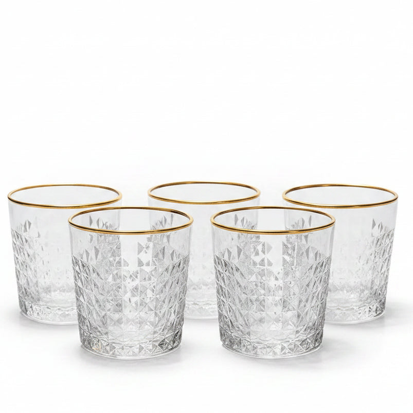 Luxury square glass set for serving water and fresh juice to guests in Pakistan.