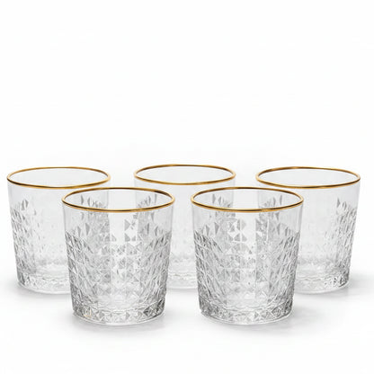 Luxury square glass set for serving water and fresh juice to guests in Pakistan.