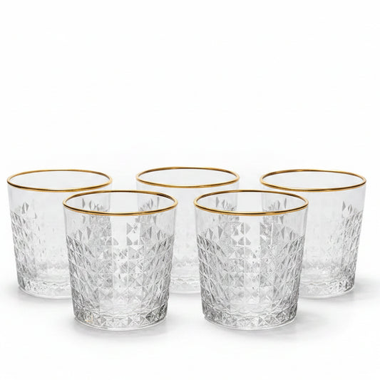 Luxury square glass set for serving water and fresh juice to guests in Pakistan.