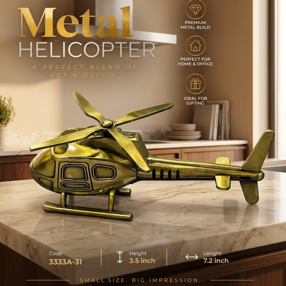 Antique brass metal helicopter showpiece table decor item code 3333A-31