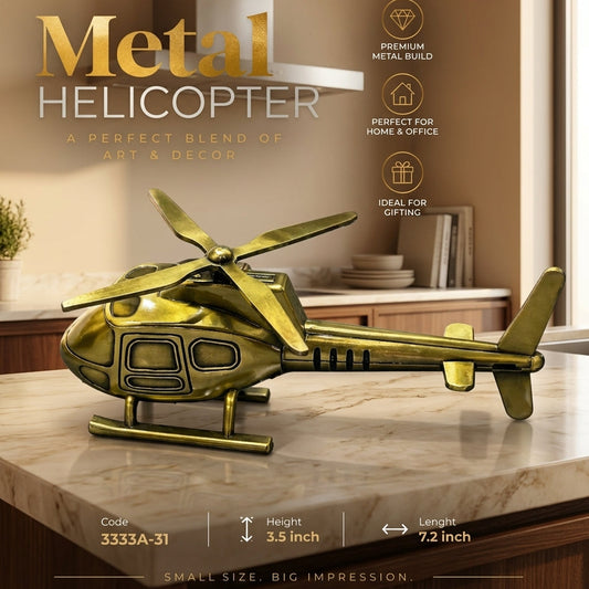 Antique brass metal helicopter showpiece table decor item code 3333A-31