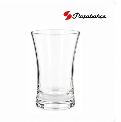 Front view of 6 pcs Paşabahçe Jubilee V Block glass set showing clear Turkish crystal quality