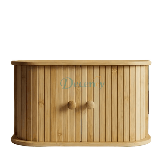 Premium double-layer bamboo bread box on a modern Pakistani kitchen counter