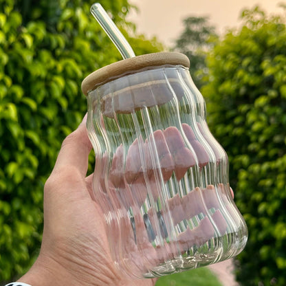 Glass Mug With Bamboo Glass And Straw