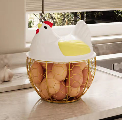 Egg Storage Basket Metal Wire Kitchen Counter Organizer