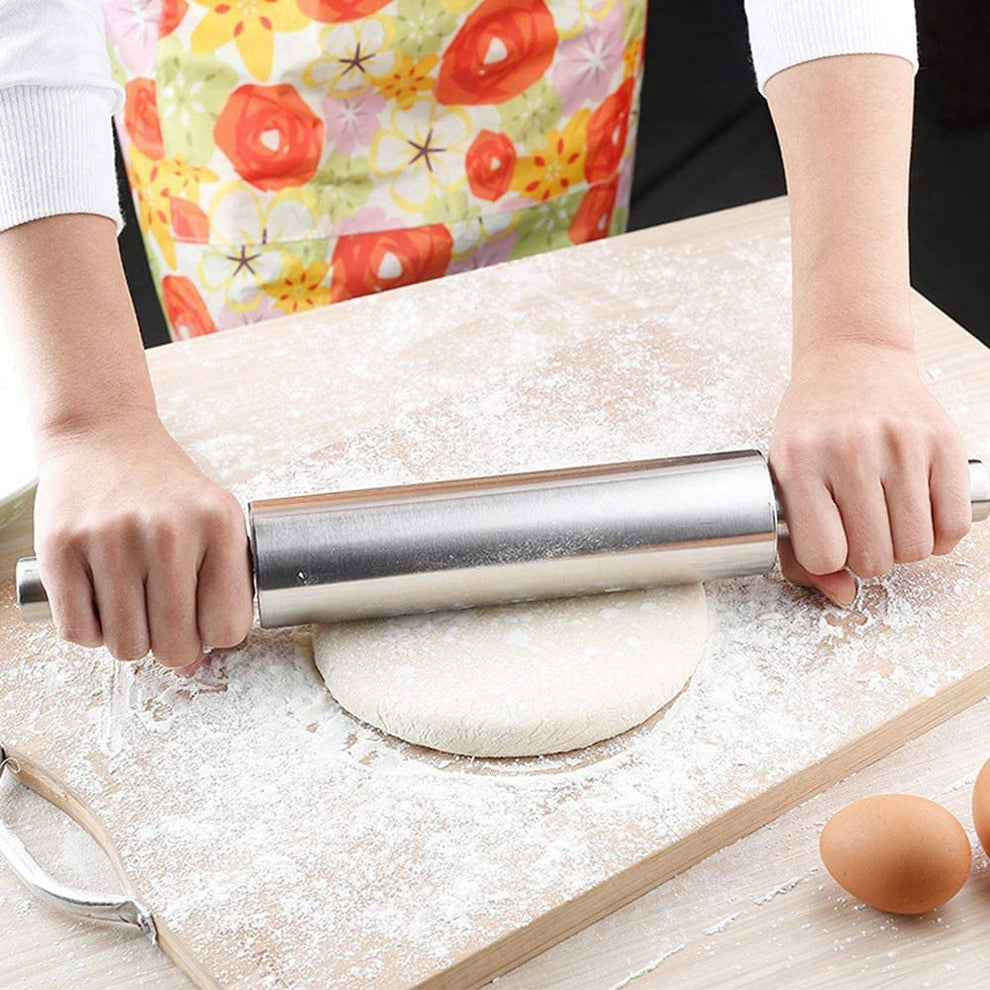 Stainless Steel Rolling Pin for Roti & Baking (38cm Large)