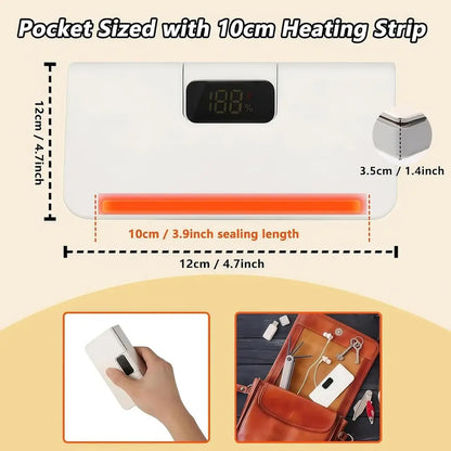 Portable Mini Bag Sealer with LCD Display & Hidden Cutter