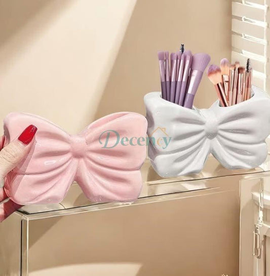 Bow Shaped Makeup Brush Holder & Vanity Desk Organizer