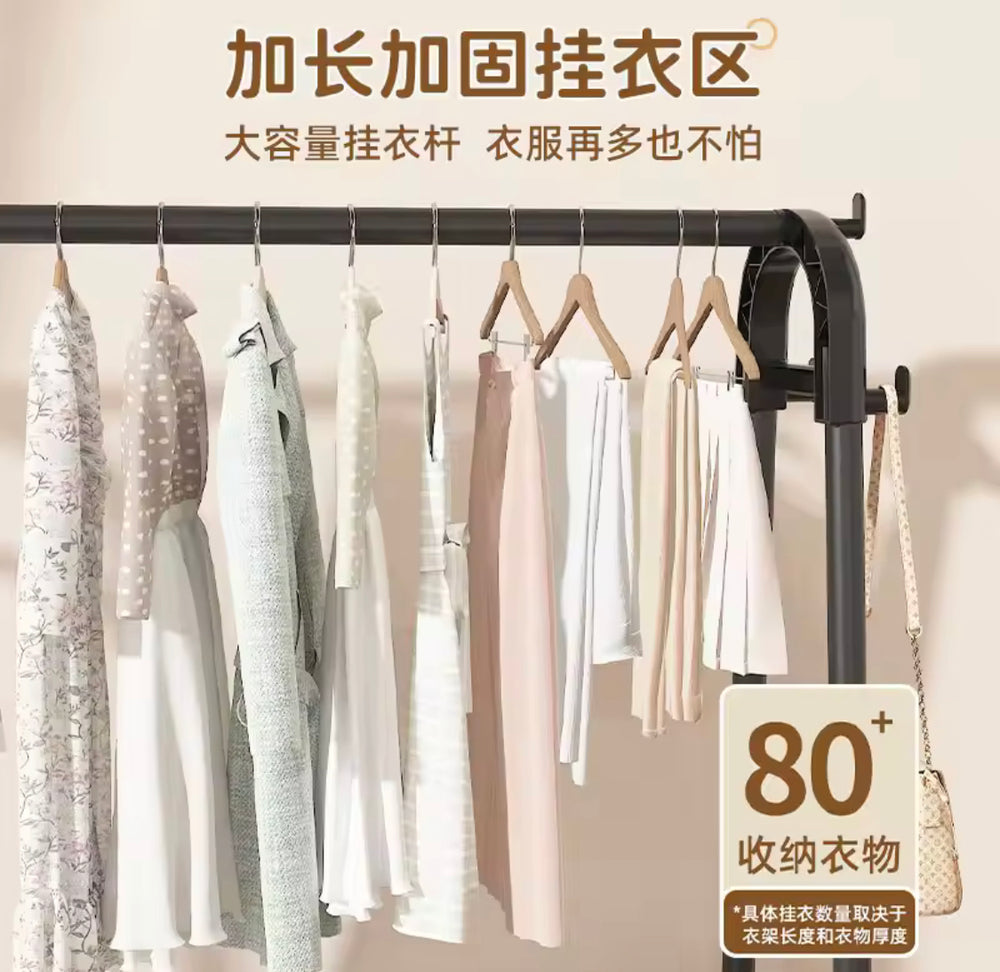Movable Standing Clothes Rack with Wheels & Storage | Heavy Duty