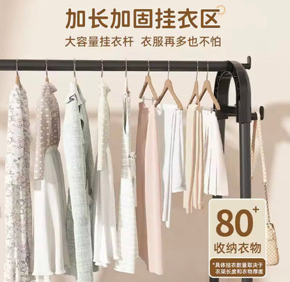 Movable Standing Clothes Rack with Wheels & Storage | Heavy Duty