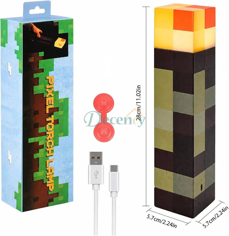 3D Minecraft Torch RGB Night Lamp - Block Light Design