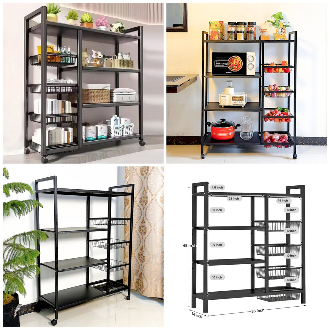 Four-layer Kitchen Basket Storage Rack