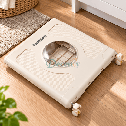 Foldable 160L Laundry Storage Box with Wheels & Designer Lid