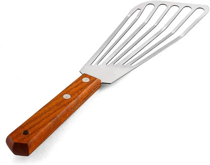 Stainless Steel Fish Spatula Turner with Wooden Handle