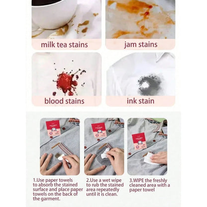 Portable Stain Remover Wipes for Clothes (Pack of 20)