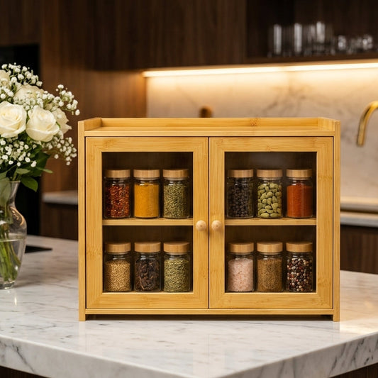 Wooden Spice Cabinet Rack with Clear Acrylic Doors