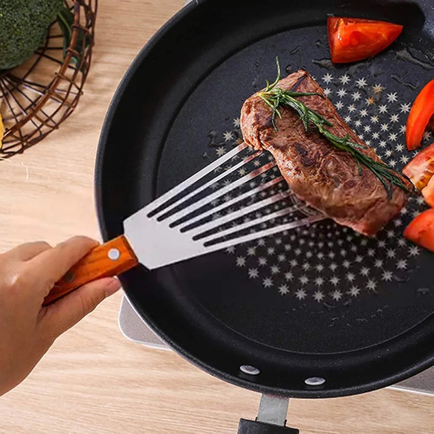 Stainless Steel Fish Spatula Turner with Wooden Handle