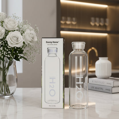 Danny Home H2O Glass Drinks Water Bottle 750ml - White