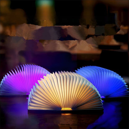 Wooden Folding LED Book Light - Rechargeable Table Lamp